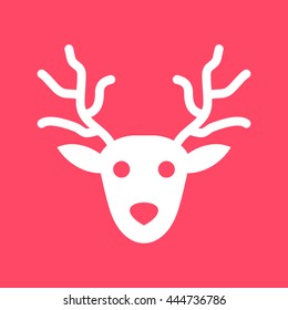 Reindeer white icon on magenta color background. Eps-10.