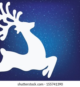reindeer winter background stars and snow