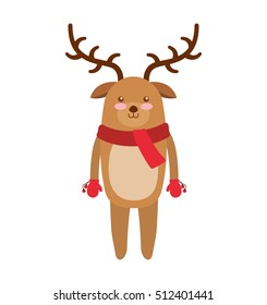 reindeer winter clothes icon vector illustration design