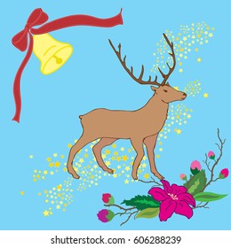 reindeer winter holiday card