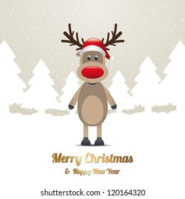 reindeer winter snow tree landscape blue white