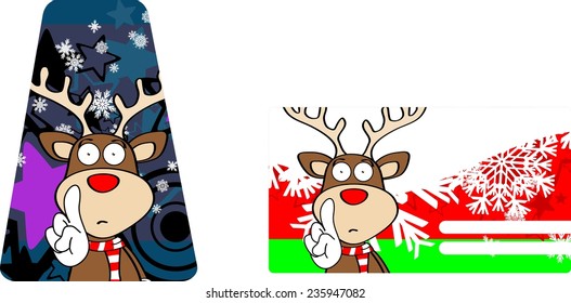 reindeer xmas cartoon giftcard in vector format very easy to edit