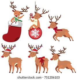 Reindeers and christmas ornaments illustration