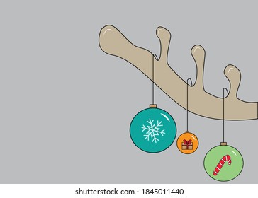 Reinder Antler with Christmas Ornament.