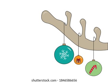 Reinder Antler with Christmas Ornament.