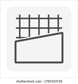 Reinforced concrete slab vector icon. Prefabricated structure for house building casting from composite material i.e. cement, aggregate, rod of steel, metal or rebar. Flat and strong for construction.