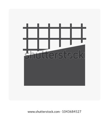 Reinforced concrete slab vector icon. Prefabricated structure for house building casting from composite material i.e. cement, aggregate, rod of steel, metal or rebar. Flat and strong for construction.