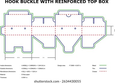 Reinforced Top Box Packaging Design Hook Buckle Die Cut Template