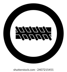 Reinforcement bar rebar ribbed metal rod icon in circle round black color vector illustration image solid outline style