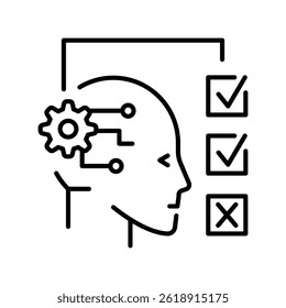 Reinforcement Learning black line icon for digital and print projects.  Minimal clean icons for apps and websites. Modern simple icons for UI UX and branding