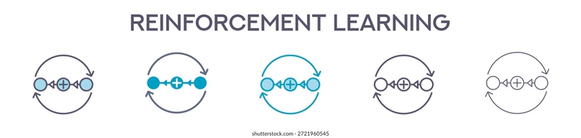 Elemento De Aprendizaje De Refuerzo Para Diseño Gráfico - Estilos Múltiples. Ilustración vectorial De Dos Colores Y Negro. Los Diseños Múltiples De Los Iconos Se Pueden Utilizar Para El Móvil, Ui, Web