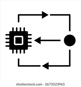 Ilustración vectorial de icono de glifo de aprendizaje de refuerzo