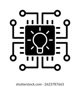 Glifo de aprendizaje de refuerzo, mini icono de ilustración. uso para concepto moderno, impresión, interfaz de usuario, kit de UX, Web y desarrollo de App. Vector EPS 10, relacionado con la inteligencia artificial, tema de tecnología
