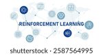 Reinforcement learning icon set illustration modern technology AI artificial intelligence algorithm analysis processing data learn machine system programming design