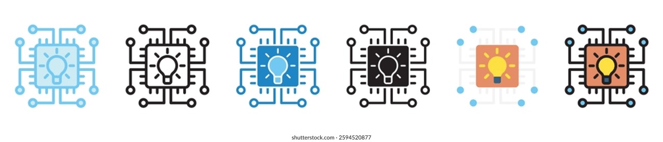 Reinforcement Learning multi style icon set. use for modern concept, print, UI, UX kit, web and app development. Vector EPS 10, related to artificial intelligence, technology theme.