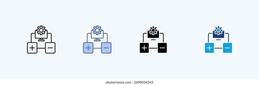 Aprendizaje de refuerzo Vector de ilustración de íconos múltiples