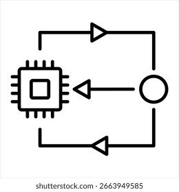 Ilustración vectorial de iconos de esquema de aprendizaje de refuerzo