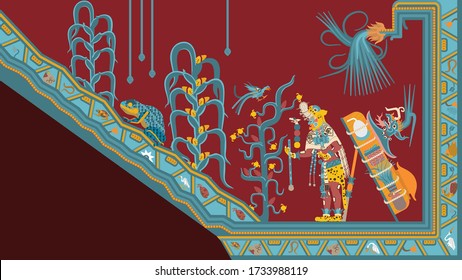 reinterpretation of the red temple mural at cacaxtla