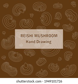 Reishi mushroom hand drawing vector illustration