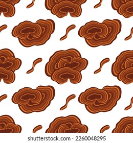 Reishi mushroom. Seamless background. Texture, pattern.