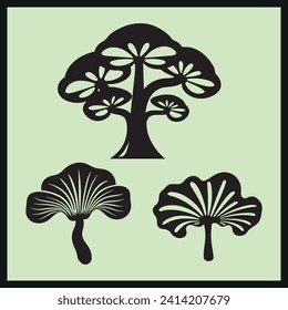 Reishi , mushroom silhouette ,vector Clip art, Icon