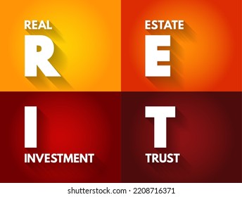 REIT - Real Estate Investment Trust is a company that owns, and in most cases operates, income-producing real estate, acronym business concept background