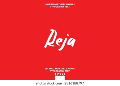 Reja Arabic Girl Name Text Lettering Vector Sign