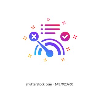 Reject bandwidth meter icon. No internet sign. Speedometer symbol. Dynamic shapes. Gradient design no internet icon. Classic style. Vector