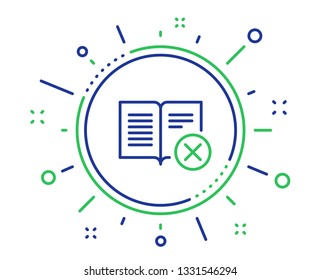 Reject book line icon. Decline read sign. Delete article. Quality design elements. Technology reject book button. Editable stroke. Vector