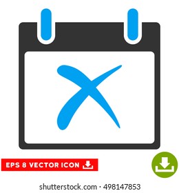 Reject Calendar Day icon. Vector EPS illustration style is flat iconic bicolor symbol, blue and gray colors.