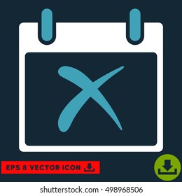Reject Calendar Day icon. Vector EPS illustration style is flat iconic bicolor symbol, blue and white colors.