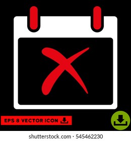 Reject Calendar Day icon. Vector EPS illustration style is flat iconic bicolor symbol, red and white colors.