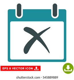 Reject Calendar Day icon. Vector EPS illustration style is flat iconic bicolor symbol, soft blue colors.