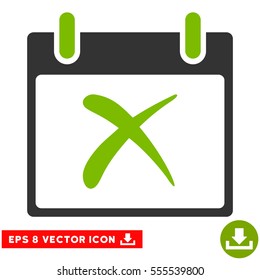 Reject Calendar Day icon. Vector EPS illustration style is flat iconic bicolor symbol, eco green and gray colors.