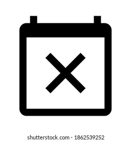 Reject calendar icon vector isolated on white background