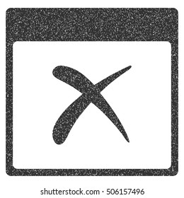 Reject Calendar Page grainy textured icon for overlay watermark stamps. Flat symbol with dirty texture. Dotted vector gray ink rubber seal stamp with grunge design on a white background.