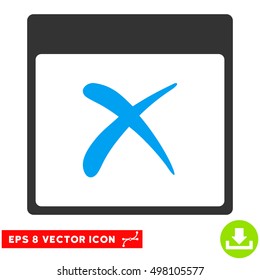 Reject Calendar Page icon. Vector EPS illustration style is flat iconic bicolor symbol, blue and gray colors.