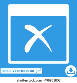 Reject Calendar Page icon. Vector EPS illustration style is flat iconic symbol, white color.