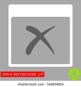 Reject Calendar Page icon. Vector EPS illustration style is flat iconic bicolor symbol, dark gray and white colors.