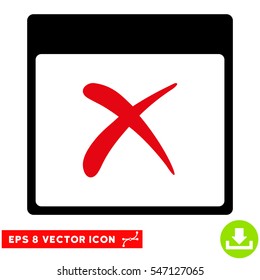 Reject Calendar Page icon. Vector EPS illustration style is flat iconic bicolor symbol, intensive red and black colors.