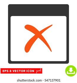 Reject Calendar Page icon. Vector EPS illustration style is flat iconic bicolor symbol, orange and gray colors.