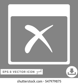 Reject Calendar Page icon. Vector EPS illustration style is flat iconic symbol, white color.