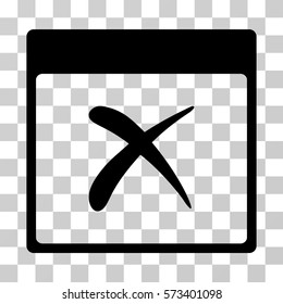Reject Calendar Page icon. Vector illustration style is flat iconic symbol, black color, transparent background. Designed for web and software interfaces.