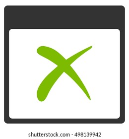Reject Calendar Page vector pictogram. Style is flat graphic bicolor symbol, eco green and gray colors, white background.