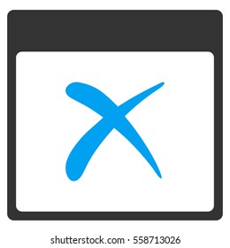Reject Calendar Page vector toolbar icon. Style is bicolor flat icon symbol, blue and gray colors, white background.