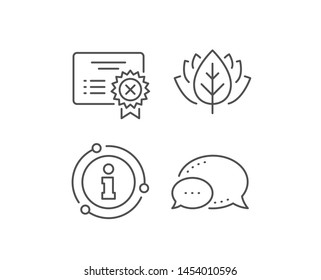 Reject certificate line icon. Chat bubble, info sign elements. Decline document sign. Wrong file. Linear reject certificate outline icon. Information bubble. Vector