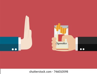 Reject cigarette offer. Anti tobacco concept