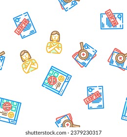reject deny document cancel vector seamless pattern thin line illustration