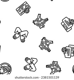 reject deny document cancel vector seamless pattern thin line illustration