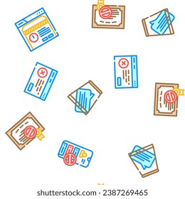 reject deny document cancel vector seamless pattern thin line illustration